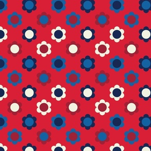 bold retro floral on red