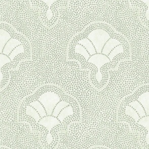 Warm minimal fans with dotted texture - light sage green, warm neutral  - large
