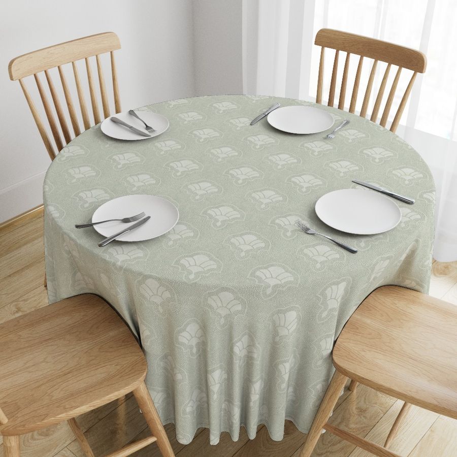 Warm minimal fans with dotted texture - light sage green, warm neutral - medium