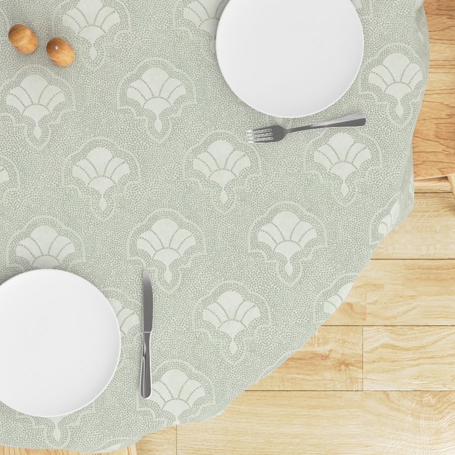 Warm minimal fans with dotted texture - light sage green, warm neutral - medium