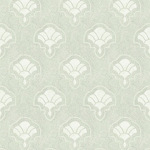 Warm minimal fans with dotted texture - light sage green, warm neutral - small