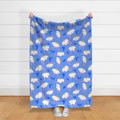 (L) Minimal Abstract Whimsy Fitness Floral Daisy on Azure Blue  #whimsyfloral #teensbedding #girlydecor #minimalfloral #blue #azureblue