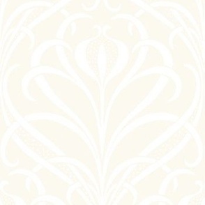 Art Nouveau Seagrass Floral in White on Subtly Textured Ivory - Coordinate - Large Scale