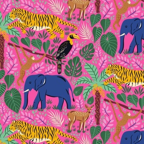 (M) Indian tropical rainforest biome on pink