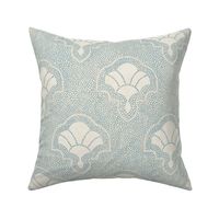 Warm minimal fans with dotted texture - warm vintage blue and cream, warm neutral - medium