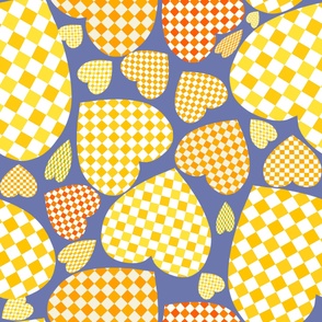 Yellow and White Gingham Hearts and Orange and White Gingham Hearts - Jumbo Scale
