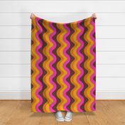 Jumbo Retro Groovy Waves  Swirls Wavy Lines in Brown Orange Hot Pink