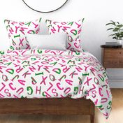 JUMBO Bright Neon Alphabet capital letters, hand painted in bright 80s neon punk rock style, extra large scale print is perfect for kids bedding, wallpaper, or curtains 
