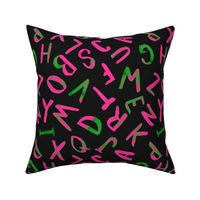Bright Neon Alphabet capital letters, hand painted in bright 80s neon punk rock style, large scale print is perfect for your kids bedroom or play room, wallpaper and decor, as well as book bags and school 