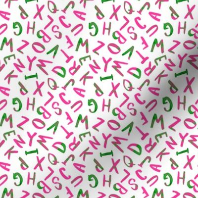 Bright Neon Alphabet capital letters, hand painted in bright 80s neon punk rock style, small scale print is perfect for scrunchies, hair bows, bandanas, and hats  