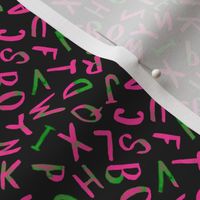 Bright Neon Alphabet capital letters, hand painted in bright 80s neon punk rock style, small scale print is perfect for scrunchies, hair bows, bandanas, and hats   