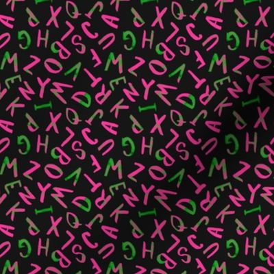 Bright Neon Alphabet capital letters, hand painted in bright 80s neon punk rock style, small scale print is perfect for scrunchies, hair bows, bandanas, and hats   