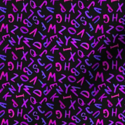 Bright Neon Alphabet capital letters, hand painted in bright 80s neon punk rock style, small scale print is perfect for scrunchies, hair bows, bandanas, and hats   