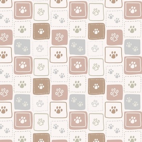 Earthy Pastel Pawprints in Squares - small