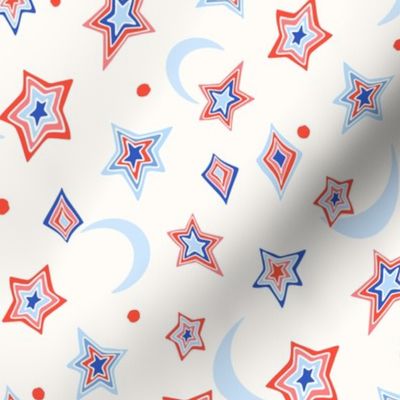 4th of July Retro Stars Red White Blue by Jac Slade