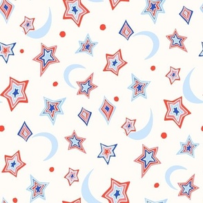 4th of July Retro Stars Red White Blue by Jac Slade