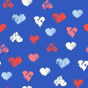 4th of July Rustic Hearts Blue red white by Jac Slade