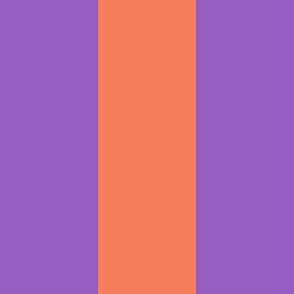 Broad Vertical Awning Cabana Stripes in Lilac Purple and Bright Salmon - 6 inch stripes six inch