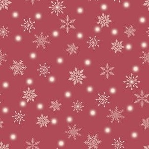 Small-Christmas Snowflakes & Lights-Dusty Red