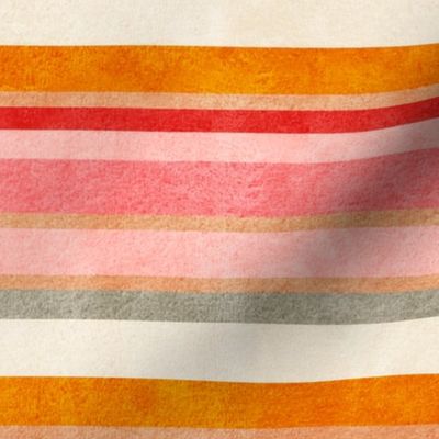 Just Beachy Stripes- Horizontal- Pink Orange Red Coral Fawn Sand White Tan Gray- Large Scale