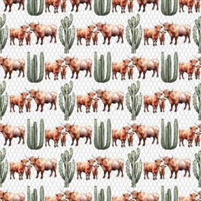 Highland Cow Family Seamless Neutral Small Scale