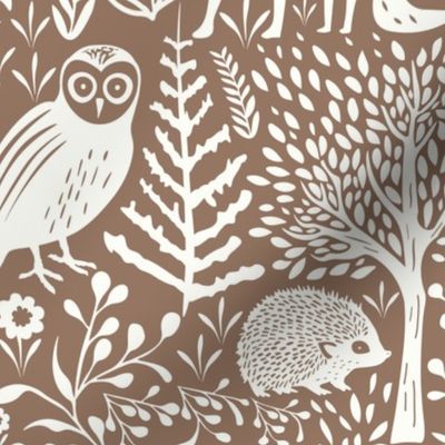 Whimsical Woodland Animals – Mocha Brown and White