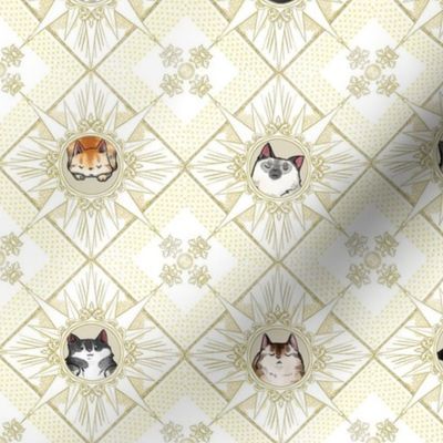 Royal Cat Sunburst Pattern White Small