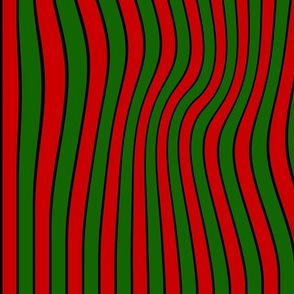 Wavy Candy Stripe Green and Red