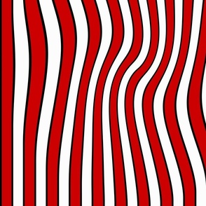Wavy Candy Stripe Red and White