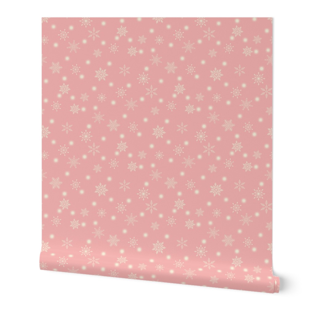 MEDIUM-Christmas Snowflakes & Lights-Blush Pink