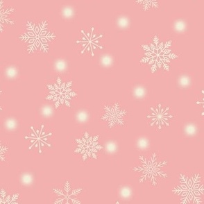 MEDIUM-Christmas Snowflakes & Lights-Blush Pink