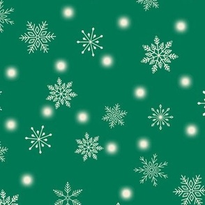 MEDIUM-Christmas Snowflakes & Lights-Green