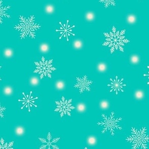 MEDIUM-Christmas Snowflakes & Lights-Teal