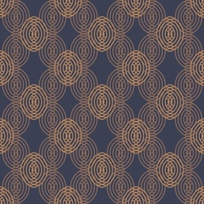 Blue and beige concentric half-circles - Small
