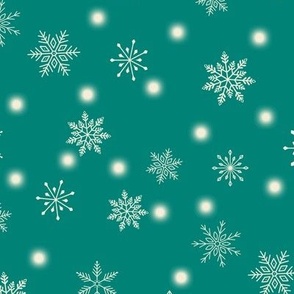 MEDIUM-Christmas Snowflakes & Lights-Turquoise