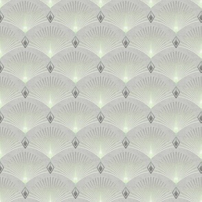 Elegant art deco pattern. mint, gray ornament on a light gray background.