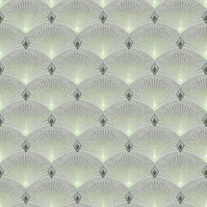 Elegant art deco pattern. mint, gray ornament on a gray background.