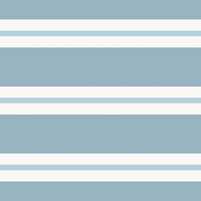 (M) Ocean Blue Horizontal Stripes in 3 widths with Surf Blue and White Cloud