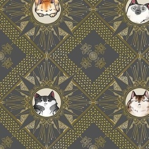 Royal Cat Sunburst Pattern Charcoal