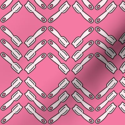 578 - Medium scale strawberry pink ice cream spoons in zig zag diamond stripes for retro kitchen wallpaper_ kids apparel_ patchwork_ curtains and pillows-05
