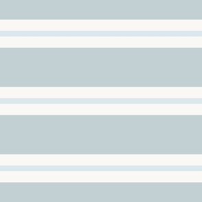 (M)  Blue Hazy  Horizontal Stripes in 3 widths with Pale Blue Hazy and White Cloud