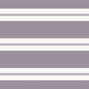 (M)  Hazy Lilac Horizontal Stripes in 3 widths with Cloud White and Pale Lilac