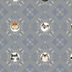 Royal Cat Sunburst Pattern Faded Gray