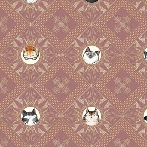 Royal Cat Sunburst Pattern Faded Crimson