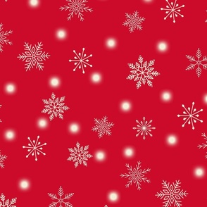 LARGE-Christmas Snowflakes & Lights-Red