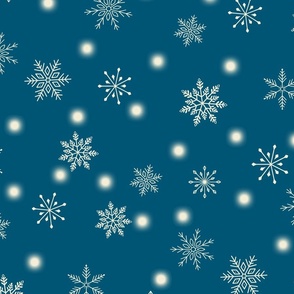 LARGE-Christmas Snowflakes & Lights-Blue