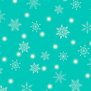 LARGE-Christmas Snowflakes & Lights-Teal