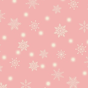LARGE-Christmas Snowflakes & Lights-Blush Pink