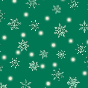 LARGE-Christmas Snowflakes & Lights-Green