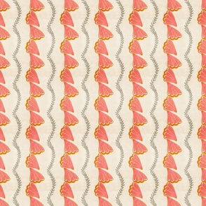 Pen Clam Shell Seaweed Stripes- Pink Orange Tan Gray on Sand White- Small Scale